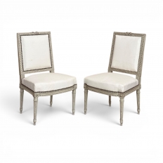 Pair of French 19th Century Louis XVI Painted Armchairs ~ Fauteuils