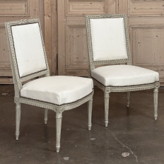 Pair of French 19th Century Louis XVI Painted Armchairs ~ Fauteuils