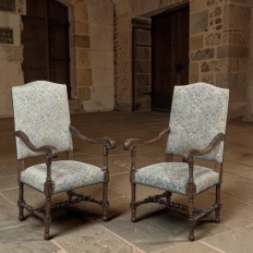 Pair Antique French Louis XIV Armchairs