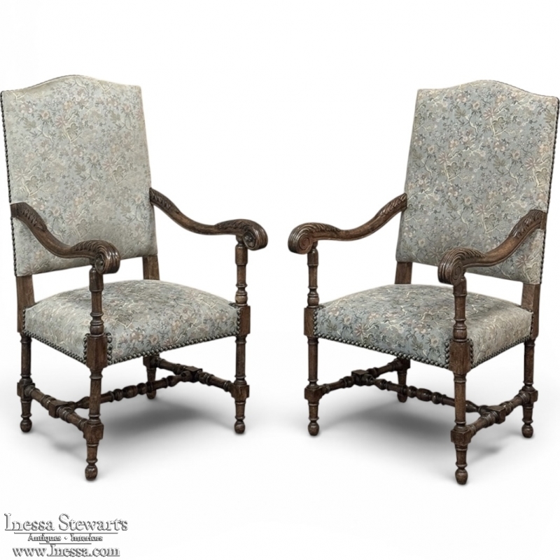 Pair Antique French Louis XIV Armchairs