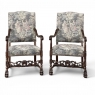 Pair Antique French Louis XIII Armchairs with Tapestry Upholstery