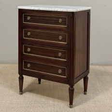 French Louis XVI Petite Mahogany Commode with Carrara Marble