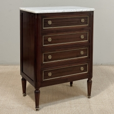 French Louis XVI Petite Mahogany Commode with Carrara Marble