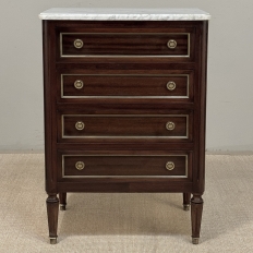 French Louis XVI Petite Mahogany Commode with Carrara Marble