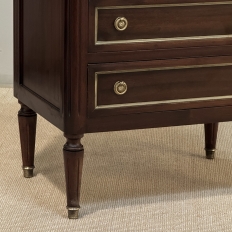 French Louis XVI Petite Mahogany Commode with Carrara Marble