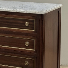 French Louis XVI Petite Mahogany Commode with Carrara Marble