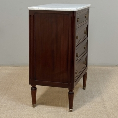 French Louis XVI Petite Mahogany Commode with Carrara Marble