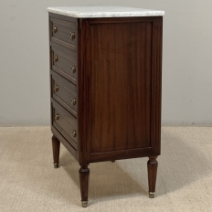 French Louis XVI Petite Mahogany Commode with Carrara Marble
