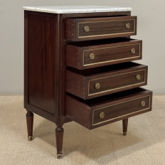 French Louis XVI Petite Mahogany Commode with Carrara Marble