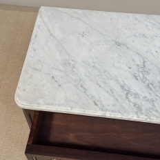 French Louis XVI Petite Mahogany Commode with Carrara Marble