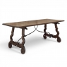 19th Century Spanish Walnut Dining Table with Wrought Iron