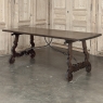 19th Century Spanish Walnut Dining Table with Wrought Iron