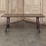 19th Century Spanish Walnut Dining Table with Wrought Iron
