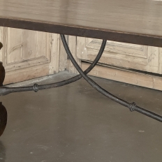 19th Century Spanish Walnut Dining Table with Wrought Iron