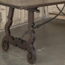 19th Century Spanish Walnut Dining Table with Wrought Iron