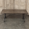 19th Century Spanish Walnut Dining Table with Wrought Iron