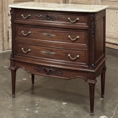 19th Century French Louis XVI Mahogany Onyx Top Commode