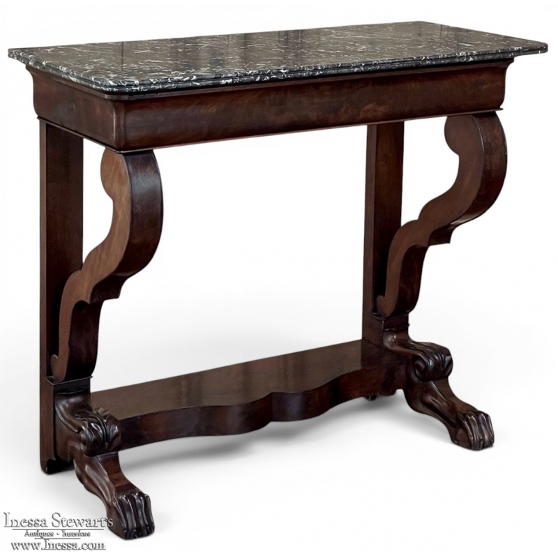 19th Century French Louis Philippe Period Mahogany Marble Top Console