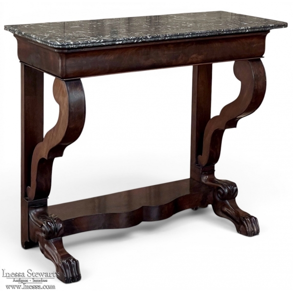 19th Century French Louis Philippe Period Mahogany Marble Top Console