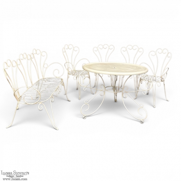 Mid-Century French Wrought Iron 6-Piece Garden Salon Set