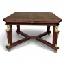 Antique French Empire Mahogany Draw Leaf Dining Table with Bronze Mounts