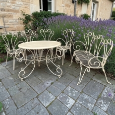 Mid-Century French Wrought Iron 6-Piece Garden Salon Set