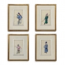 Set of Four Framed 18th Century Japanese Hand-Painted Figures