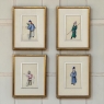 Set of Four Framed 18th Century Japanese Hand-Painted Figures