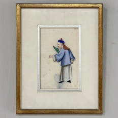 Set of Four Framed 18th Century Japanese Hand-Painted Figures