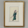 Set of Four Framed 18th Century Japanese Hand-Painted Figures