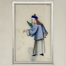 Set of Four Framed 18th Century Japanese Hand-Painted Figures