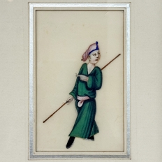 Set of Four Framed 18th Century Japanese Hand-Painted Figures