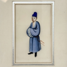 Set of Four Framed 18th Century Japanese Hand-Painted Figures