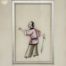 Set of Four Framed 18th Century Japanese Hand-Painted Figures