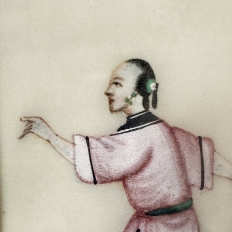Set of Four Framed 18th Century Japanese Hand-Painted Figures