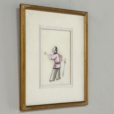 Set of Four Framed 18th Century Japanese Hand-Painted Figures