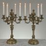 Pair of French Napoleon III Period Louis XVI Bronze Candelabra
