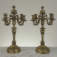 Pair of French Napoleon III Period Louis XVI Bronze Candelabra