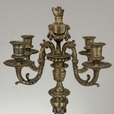 Pair of French Napoleon III Period Louis XVI Bronze Candelabra