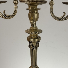 Pair of French Napoleon III Period Louis XVI Bronze Candelabra
