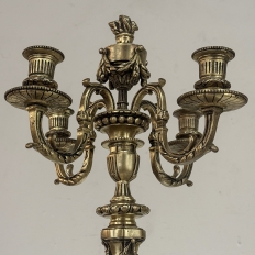 Pair of French Napoleon III Period Louis XVI Bronze Candelabra