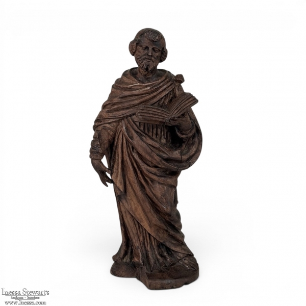 18th Century Carved Oak Figure of St. Bartholomew