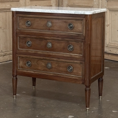 French Louis XVI Mahogany Marble Top Commode