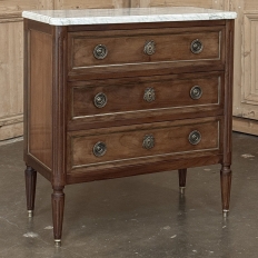 French Louis XVI Mahogany Marble Top Commode