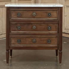 French Louis XVI Mahogany Marble Top Commode