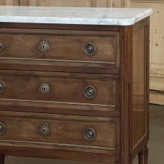 French Louis XVI Mahogany Marble Top Commode