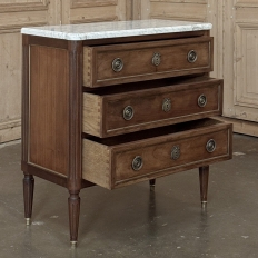 French Louis XVI Mahogany Marble Top Commode
