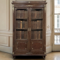 19th Century French Louis XVI Bookcase in Acajou Moucheté Mahogany
