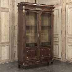 19th Century French Louis XVI Bookcase in Acajou Moucheté Mahogany