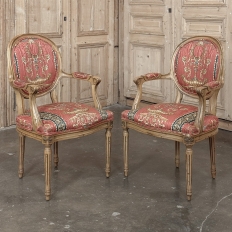 Set of 8 French Louis XVI Fruitwood Dining Chairs includes 2 Armchairs